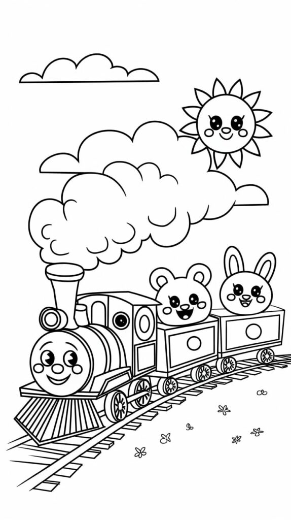 coloring pages train