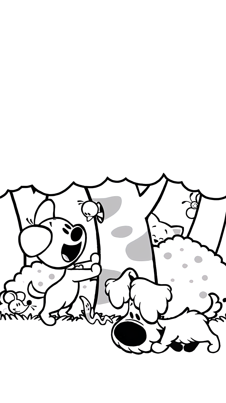 kleurplaat woezel en pip verjaardag