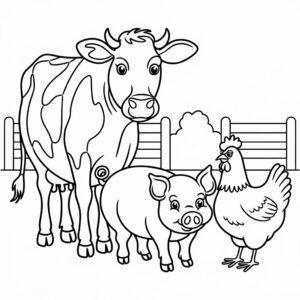 coloriage ferme et animaux