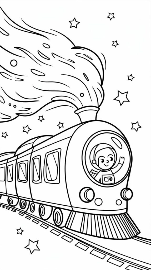 coloring page of a train