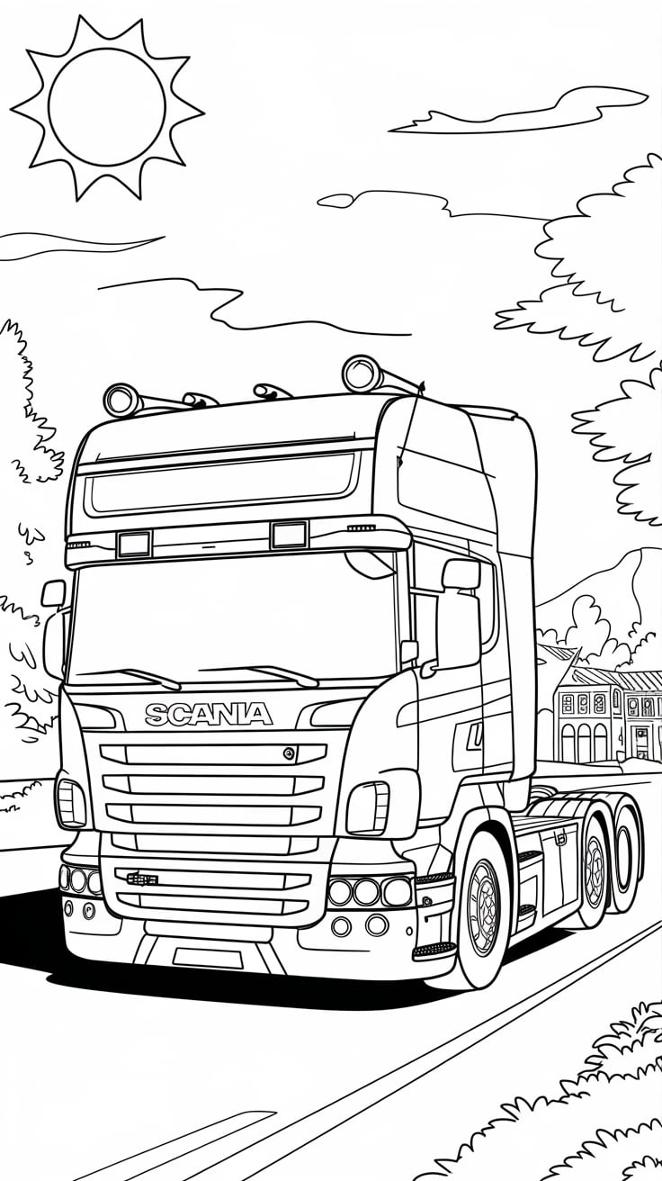 kleurplaten vrachtwagen scania
