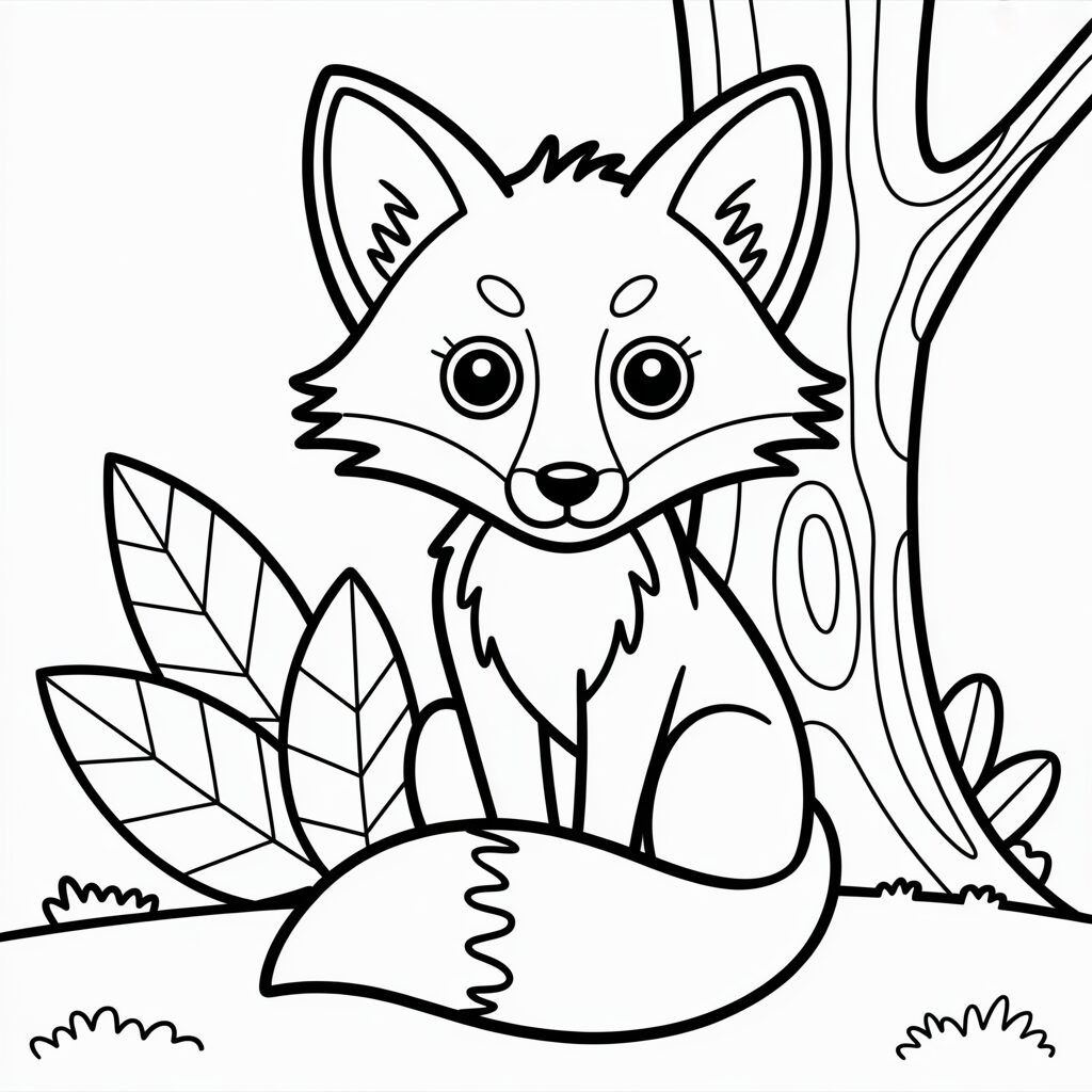 leurplaat vos in het bos om te printen