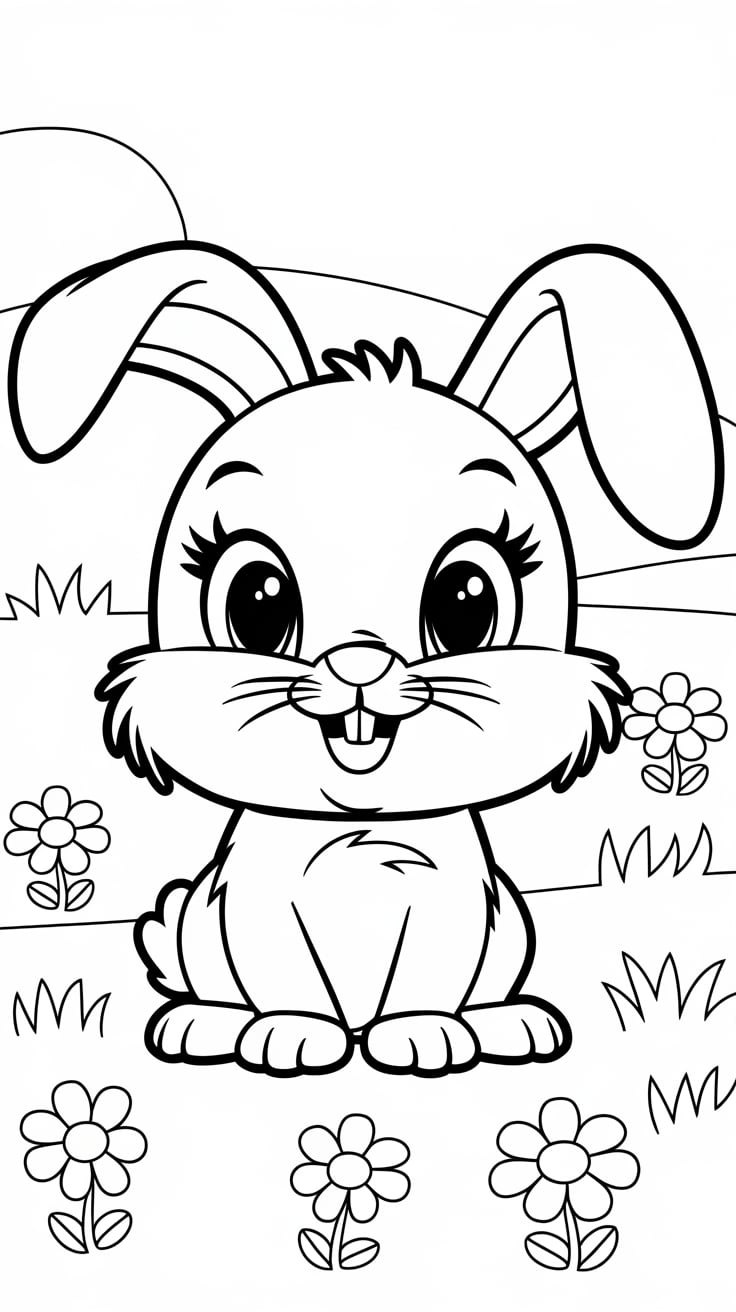 ausmalbild baby kaninchen hasen