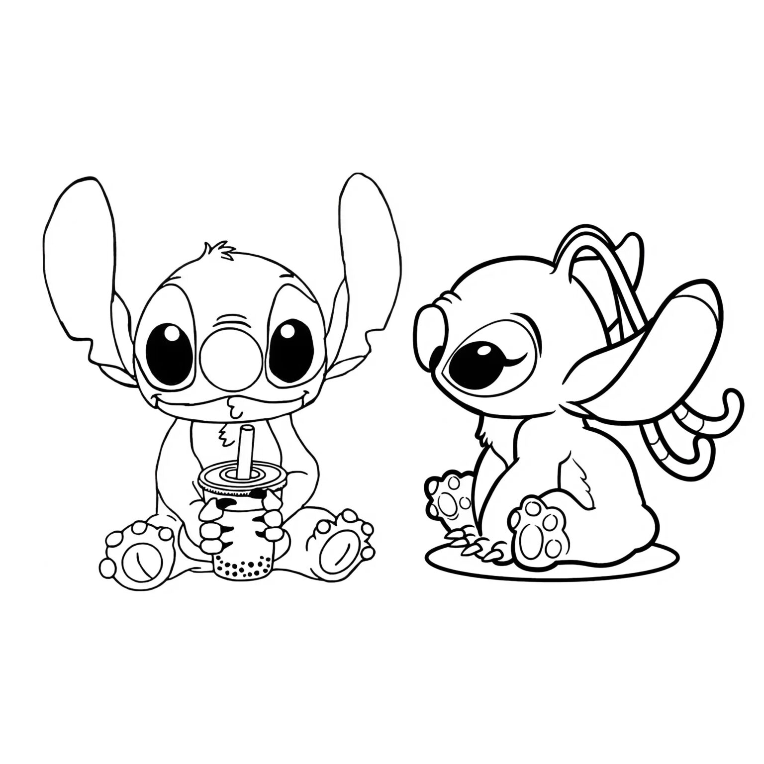 Free Printable Stitch and Angel Coloring Pages - 12 Pages for Kids