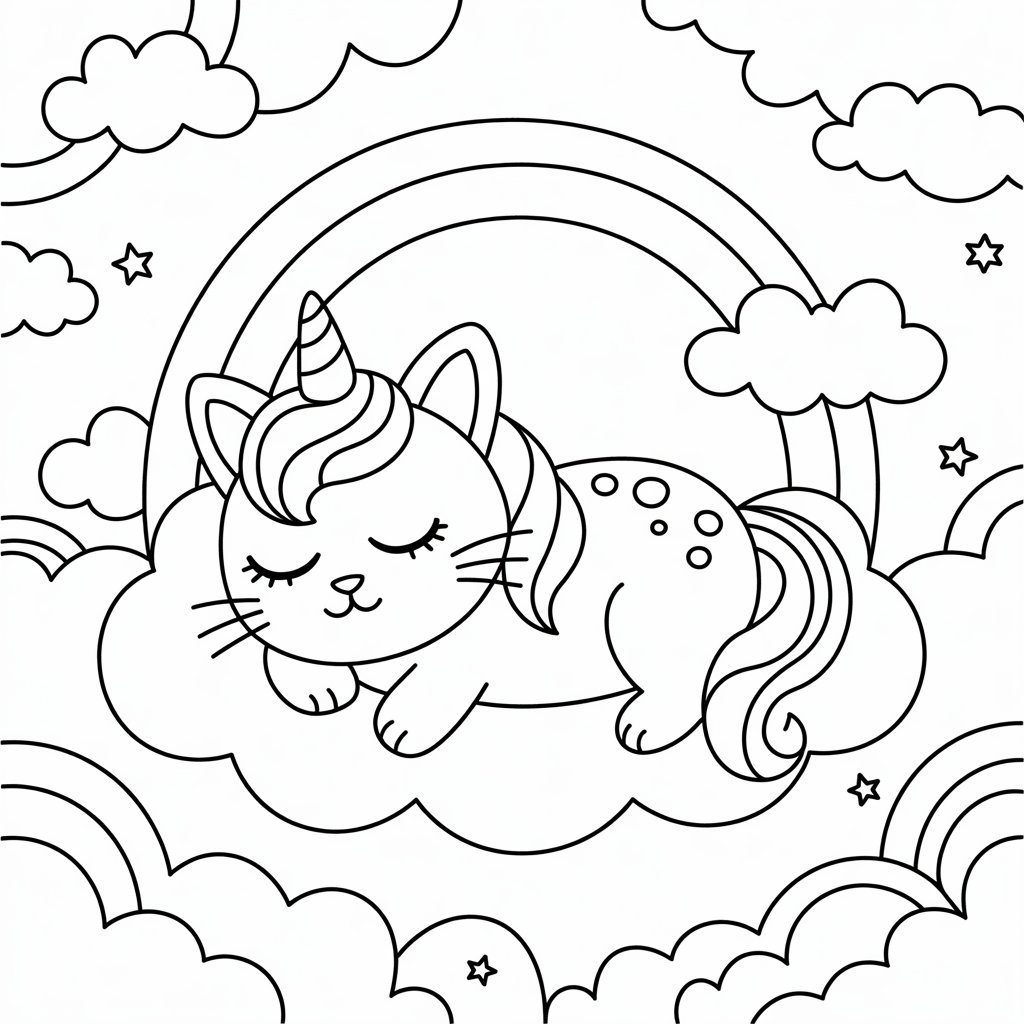 einhorn katze ausmalbild
