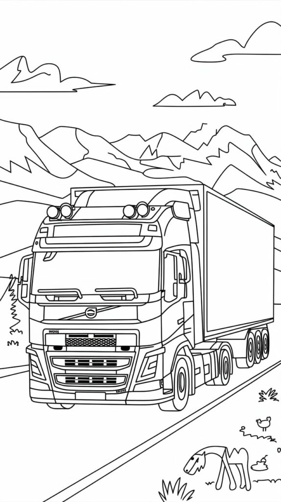 trailer truck coloring pages