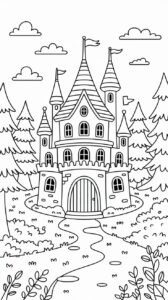 Coloring Page Forest Castle