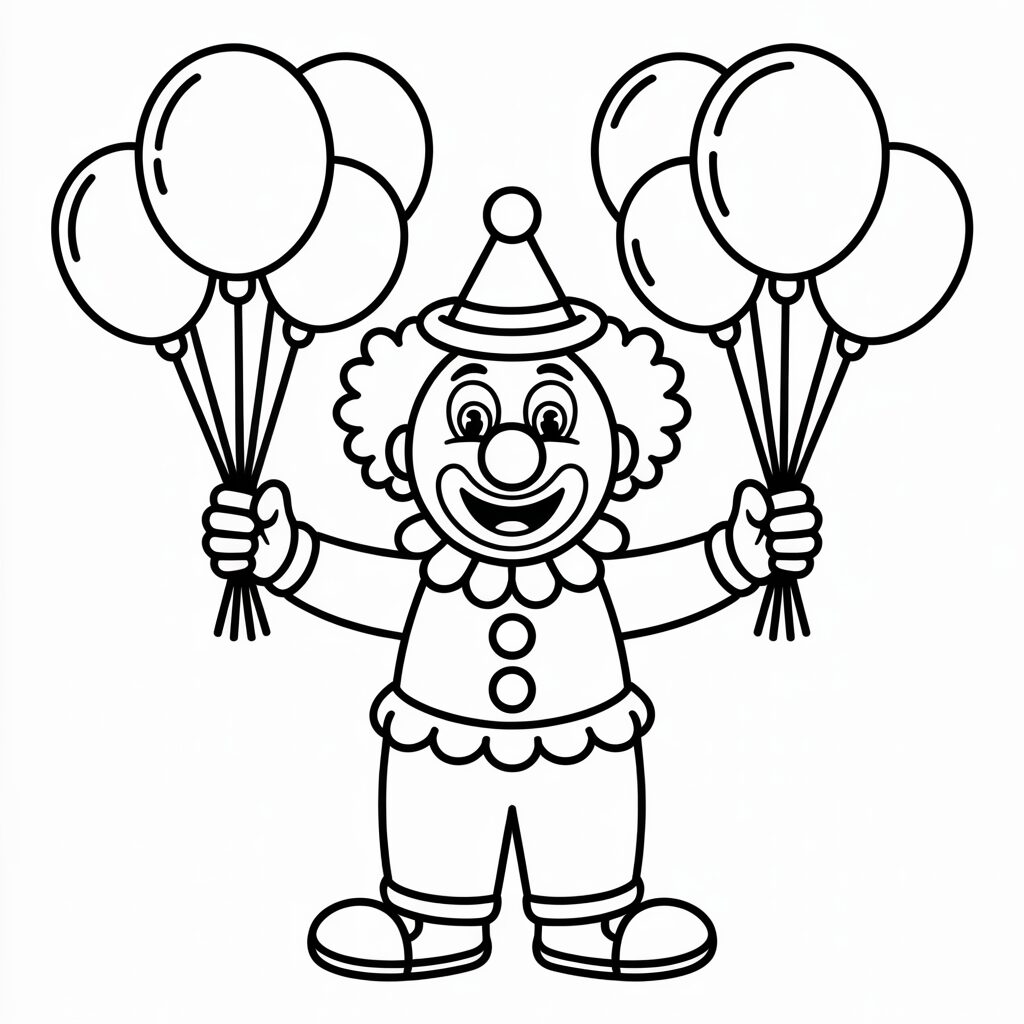 Clown con palloncini colorare
