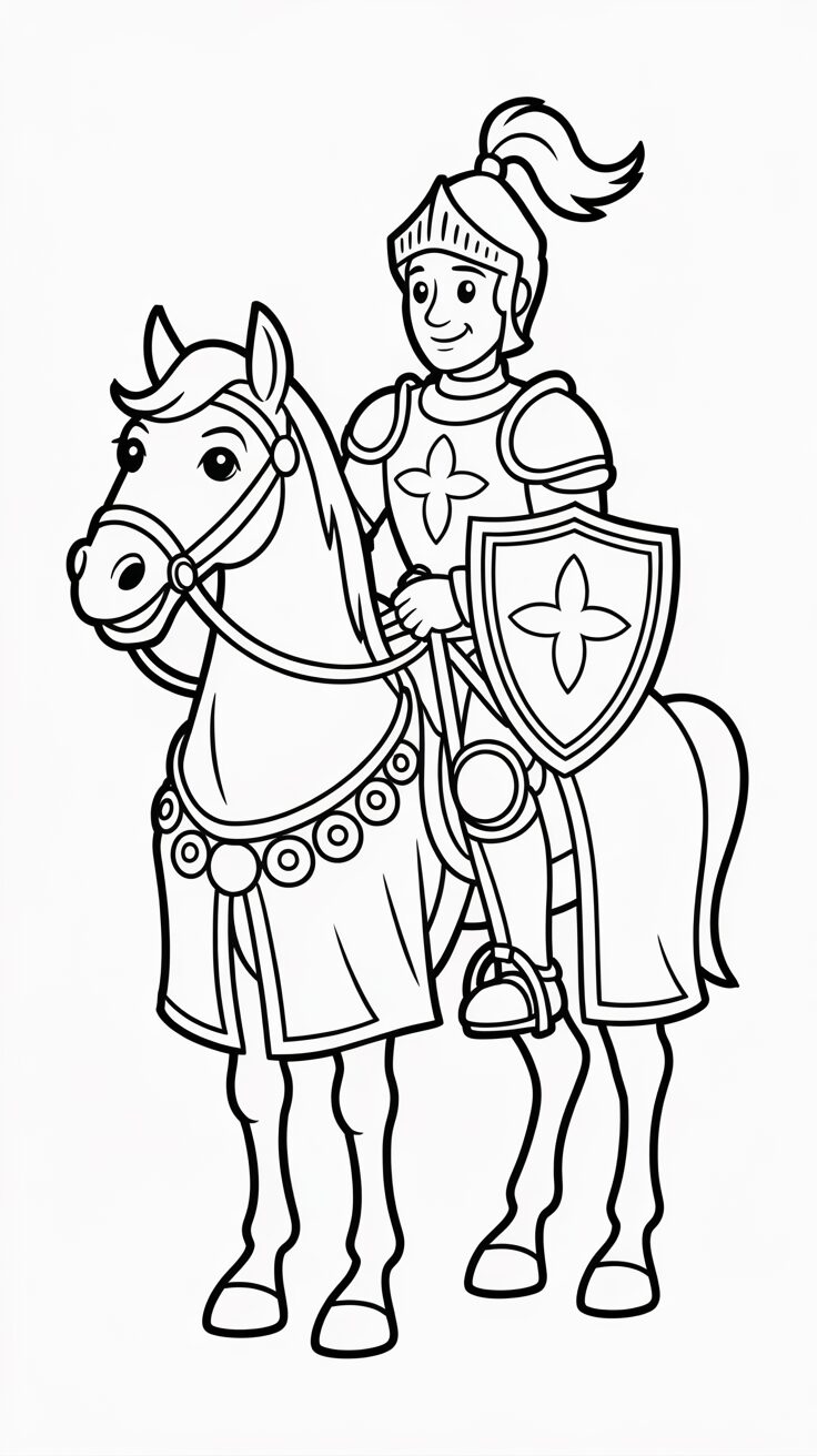 Dappere ridder op een versierde strijdros