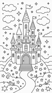 Coloring Page Castle on a Hill