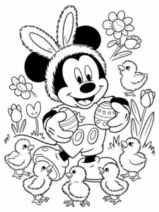 Mickey Mouse Pasen Viering Kleurplaat
