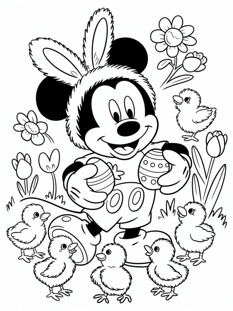 Mickey Mouse Pasen Viering Kleurplaat