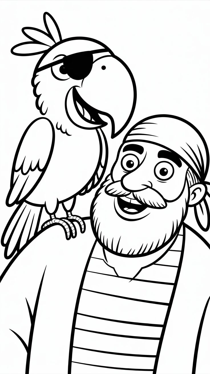 Papagei auf Piratenschulter Druckvorlage gratis