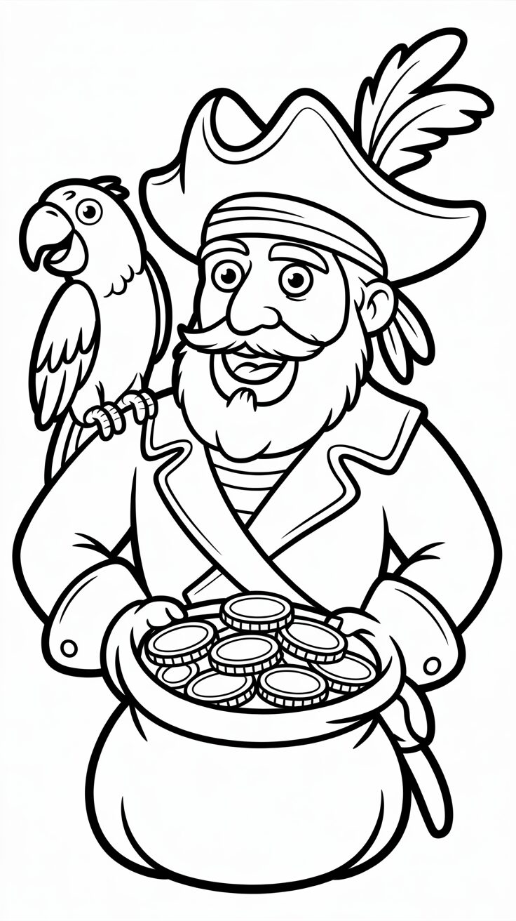 Piratenpapagei Ausmalbilder kostenlos zum Drucken