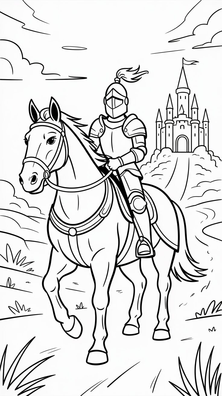 Ridder op weg naar het kasteel