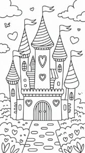 Coloring Page Romantic Castle