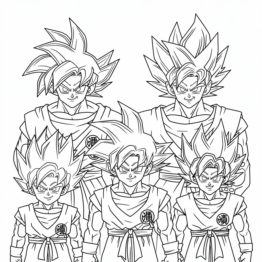 dragon ball z goku evolution kleurplaat