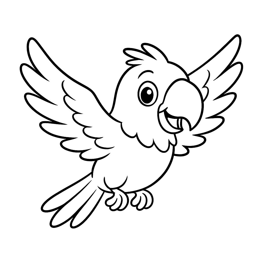 kleurplaat vliegende papegaai