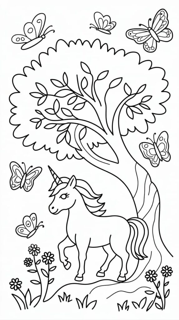 Bebek Sevimli Parıltılı Gözler Unicorn Boyama Sayfası