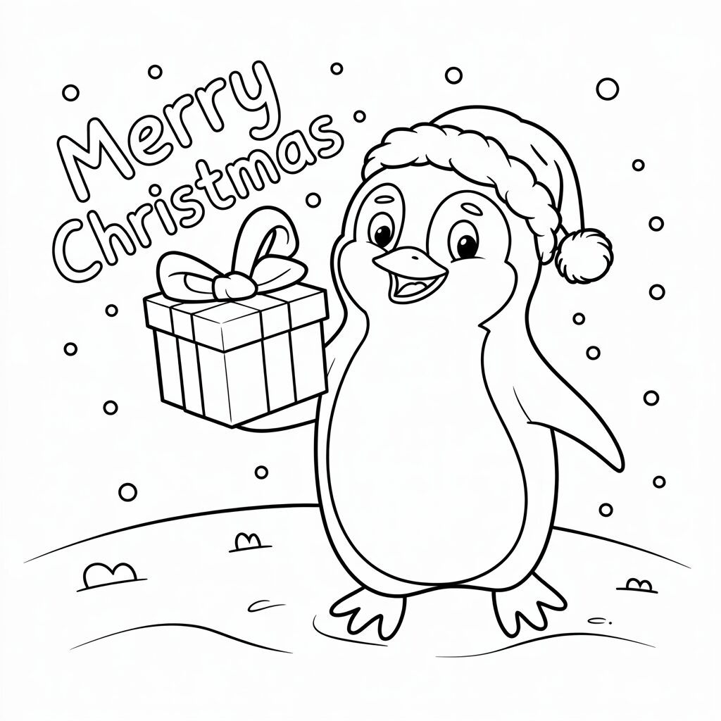 kerst pinguin tekenen