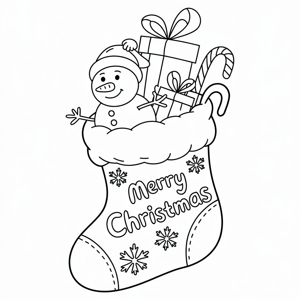 kerst tekening sneeuwpop