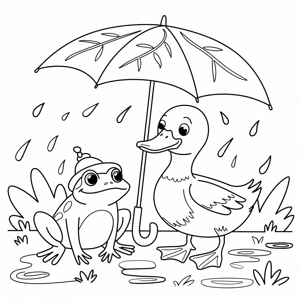 kikker en eend kleurplaat