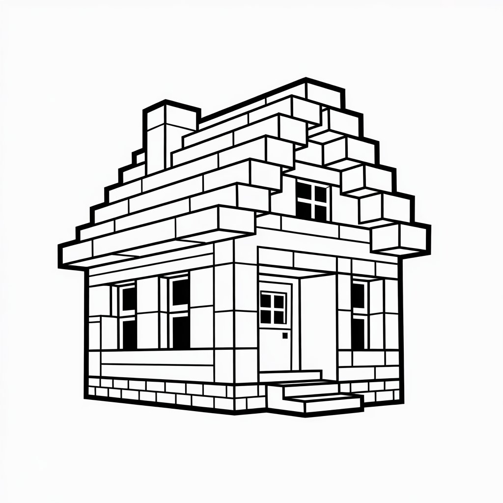 kleurplaat minecraft huis