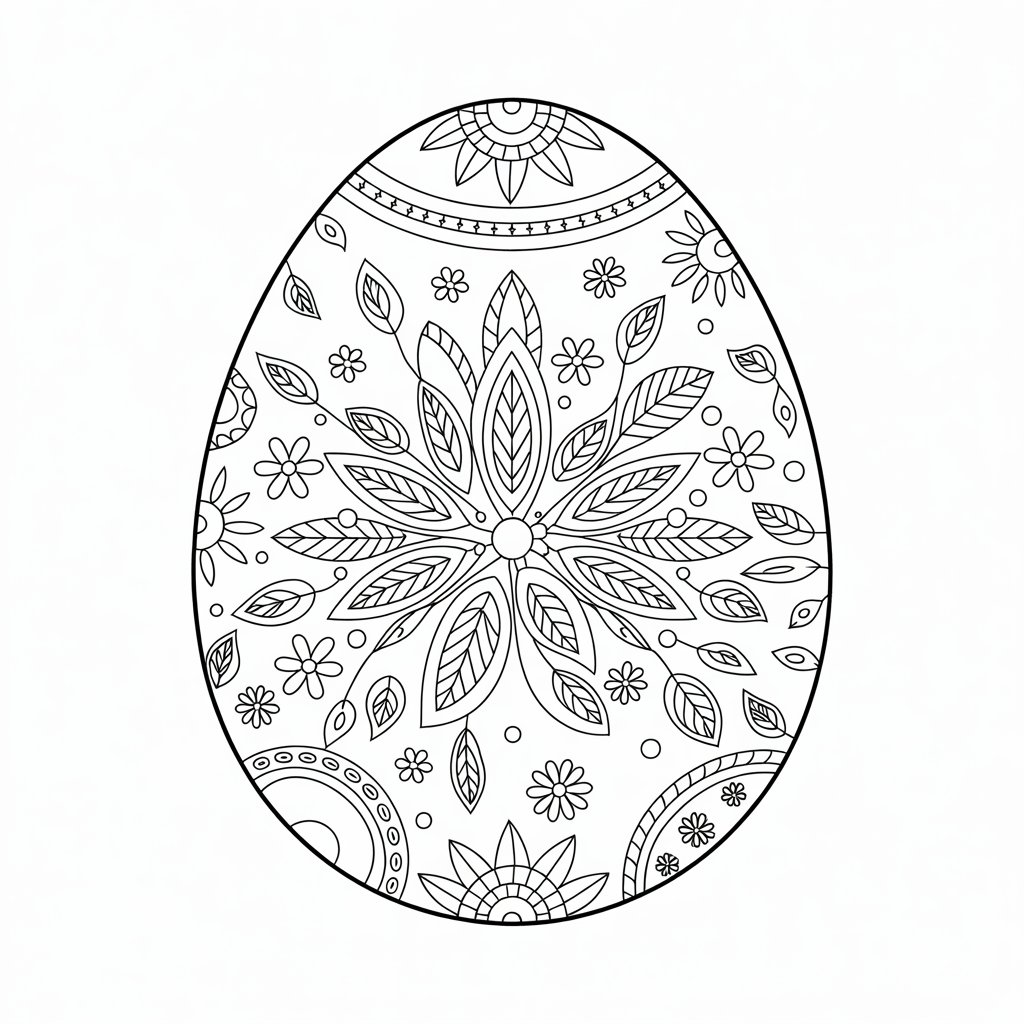 kleurplaat paasei mandala