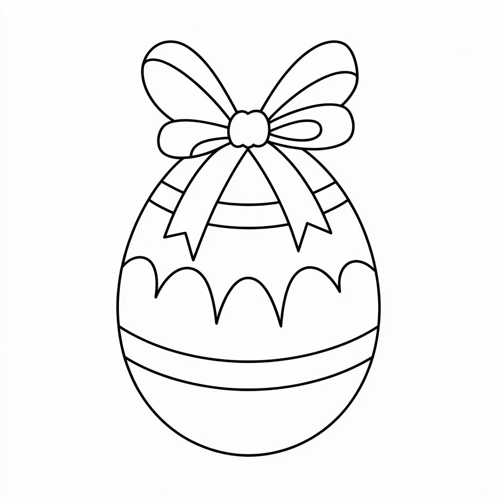 kleurplaat paasei met strik
