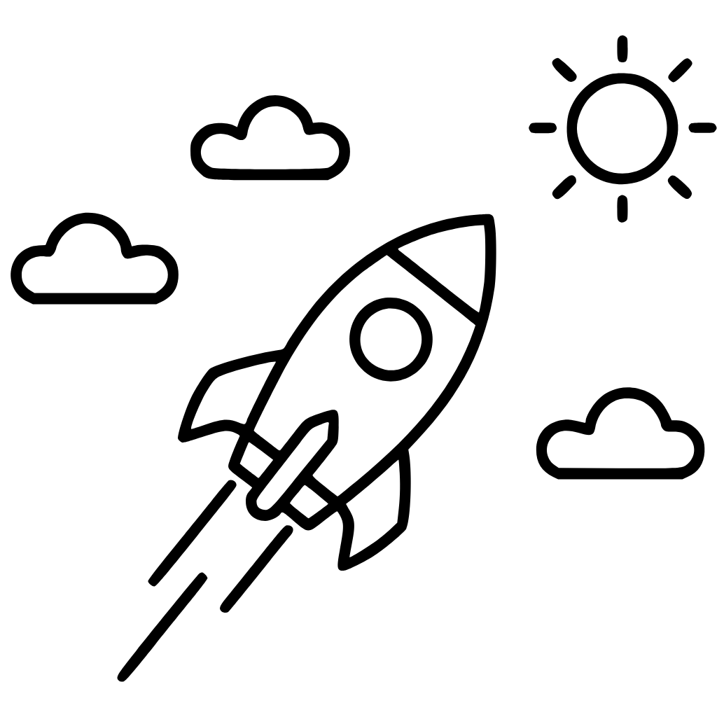 raket tekenen in stappen