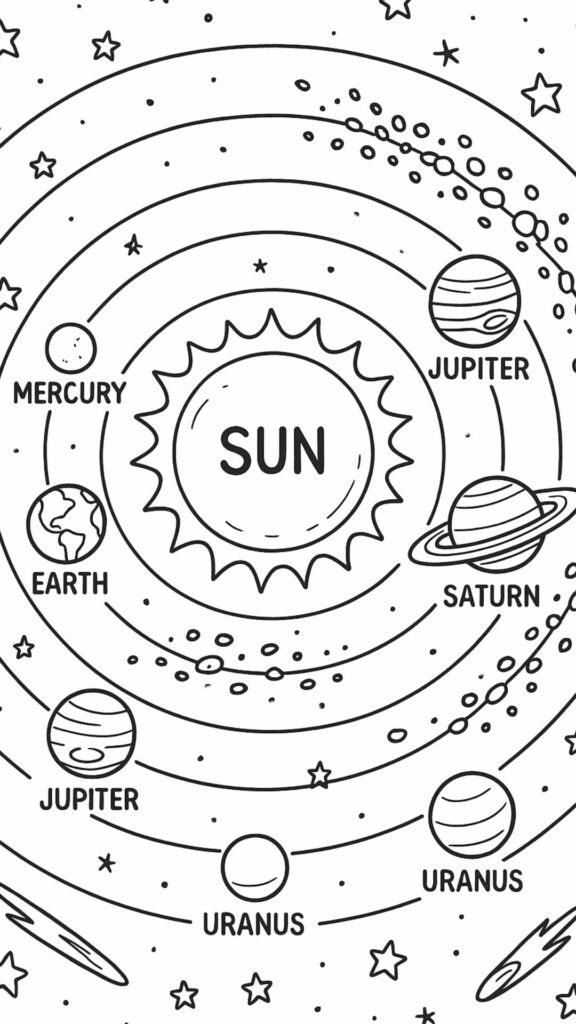 sistema solare da colorare pdf