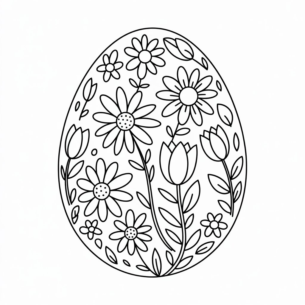 tekening paasei kleurplaat