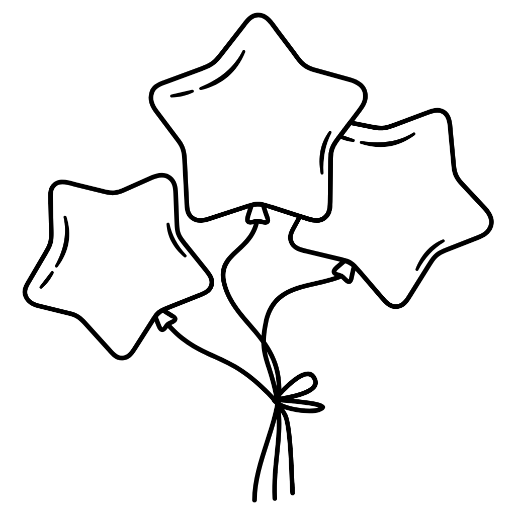 3 ballonen kleurplaat