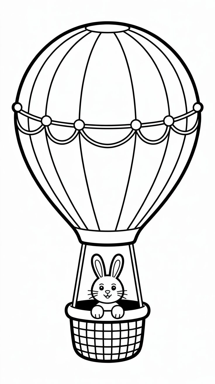 Ausmalbilder Tiere im Ballonkorb gratis zum Download