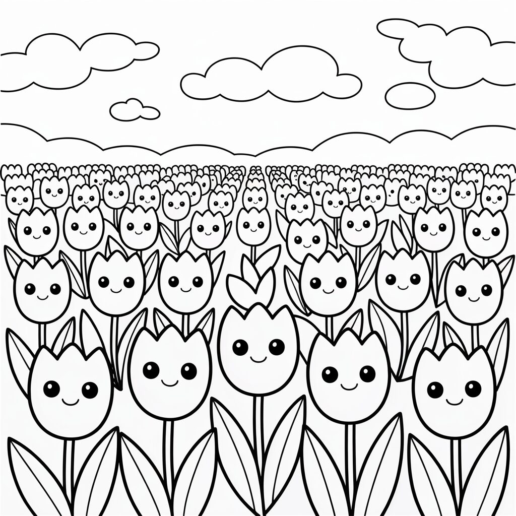 Campo di tulipani colorare