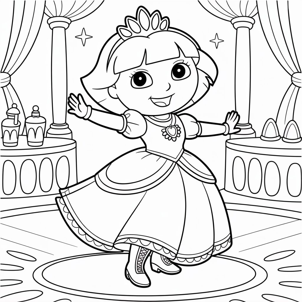 Dansende Dora Prinses Kleurplaat