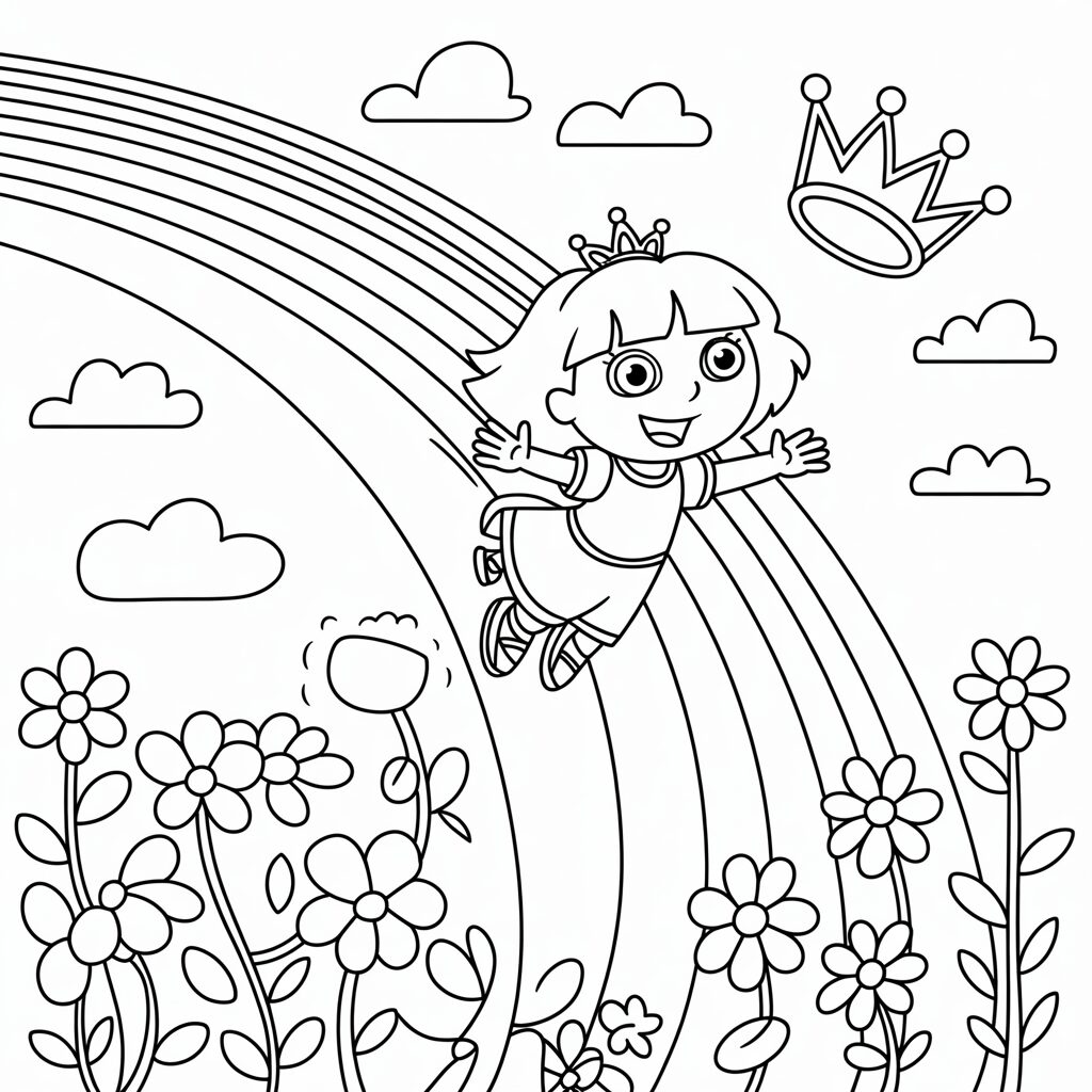 Dora en de Regenboog Kleurplaat