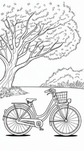 Scarica il disegno da colorare della bicicletta nel parco