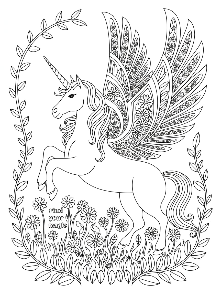 Flower Unicorn Coloring Page