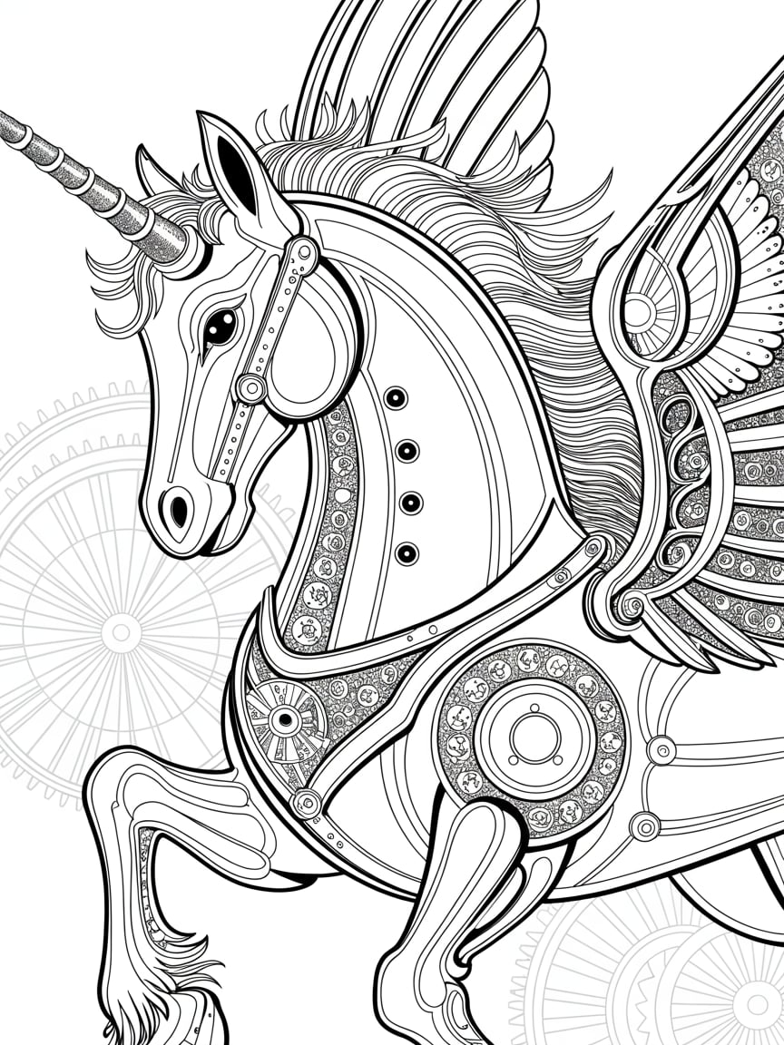 Geometric Unicorn Coloring Page For Adults
