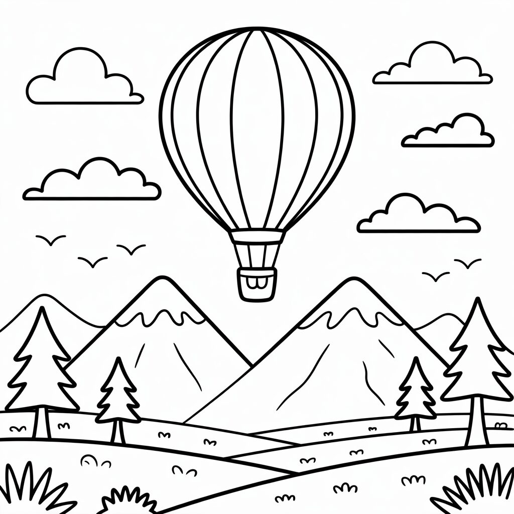 Heißluftballon über den Bergen PDF kostenlos