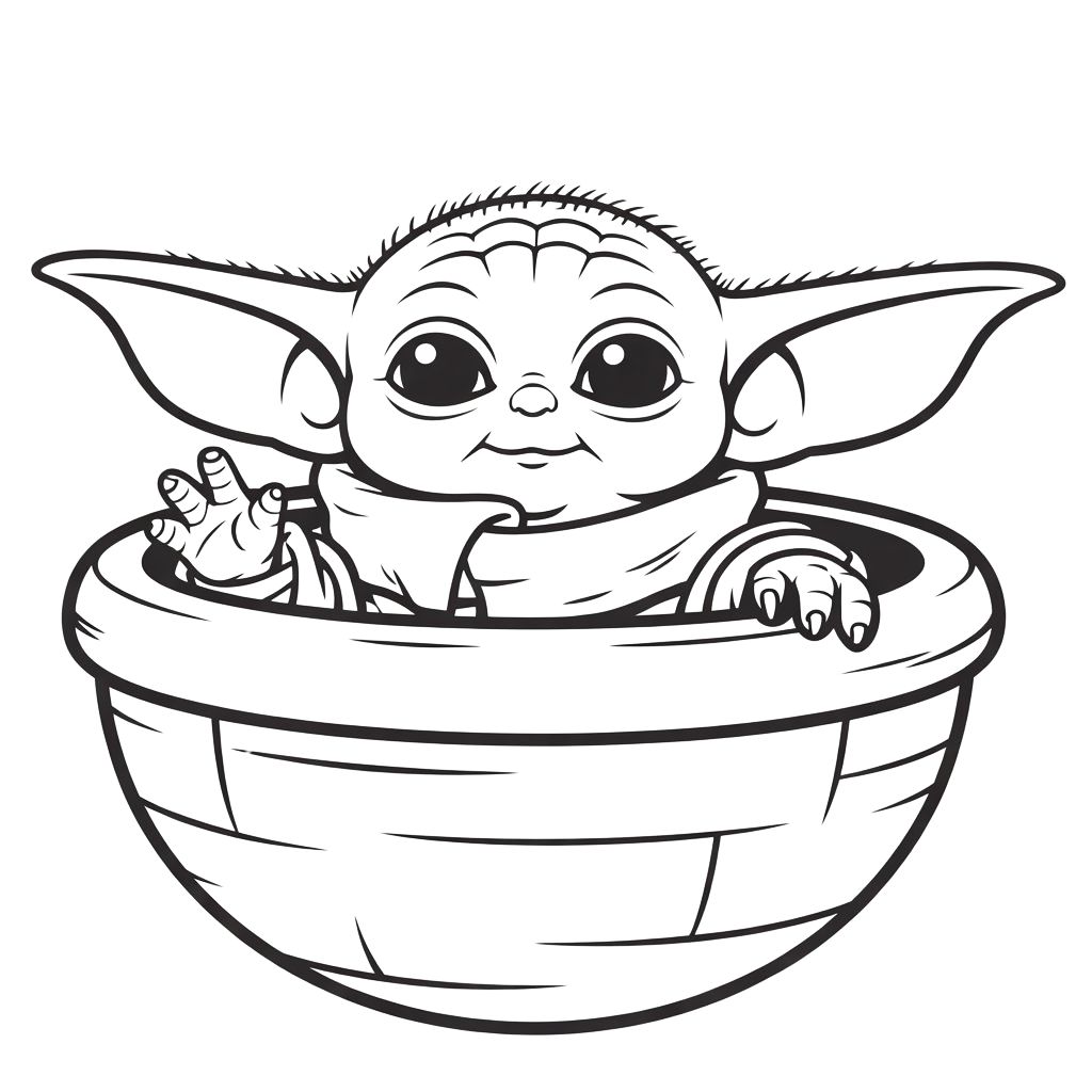 Online kleurplaat baby yoda