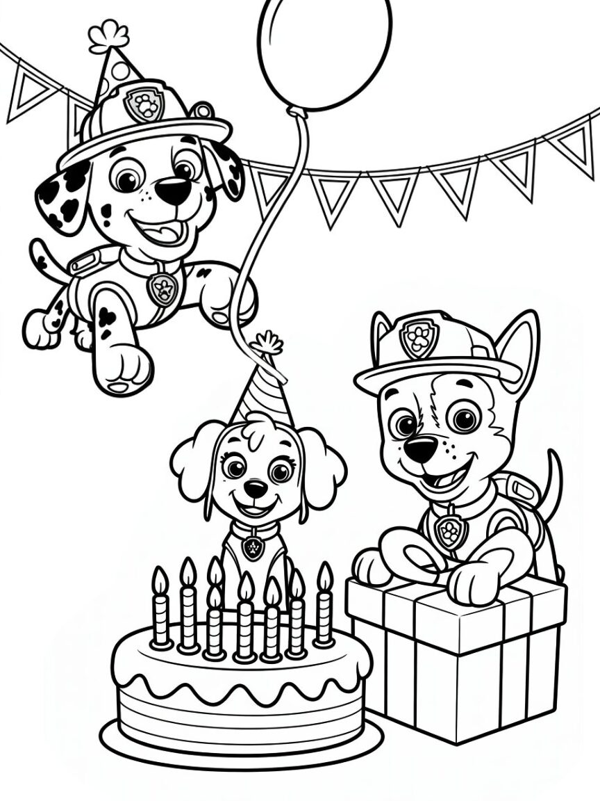 Paw Patrol Birthday Party Coloring Page