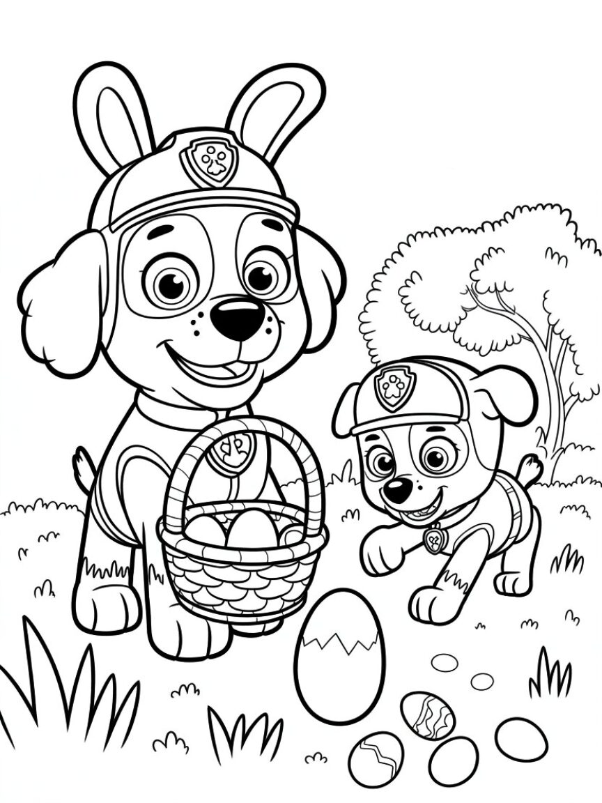 Paw Patrol Easter Egg Hunt Coloring Page
