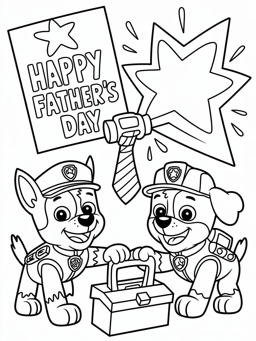 Paw Patrol Father’s Day Coloring Page