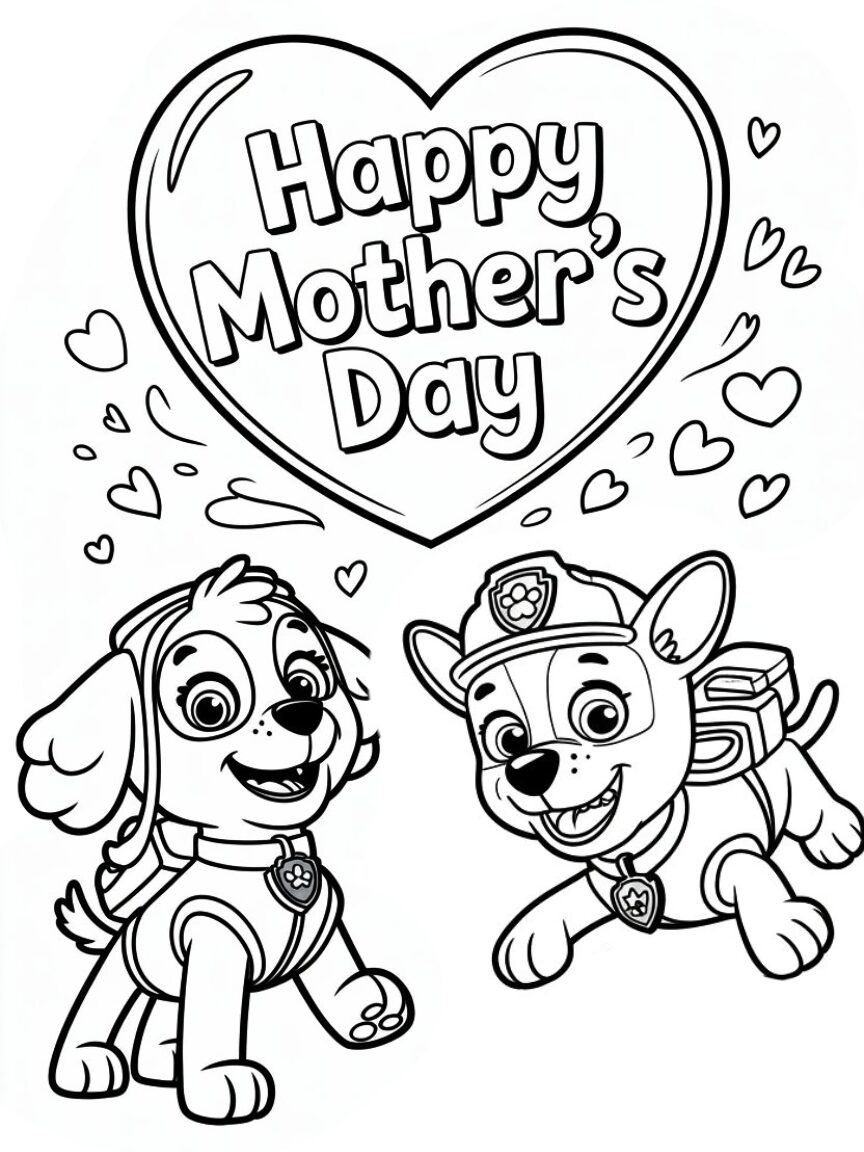 Paw Patrol Mother’s Day Coloring Page