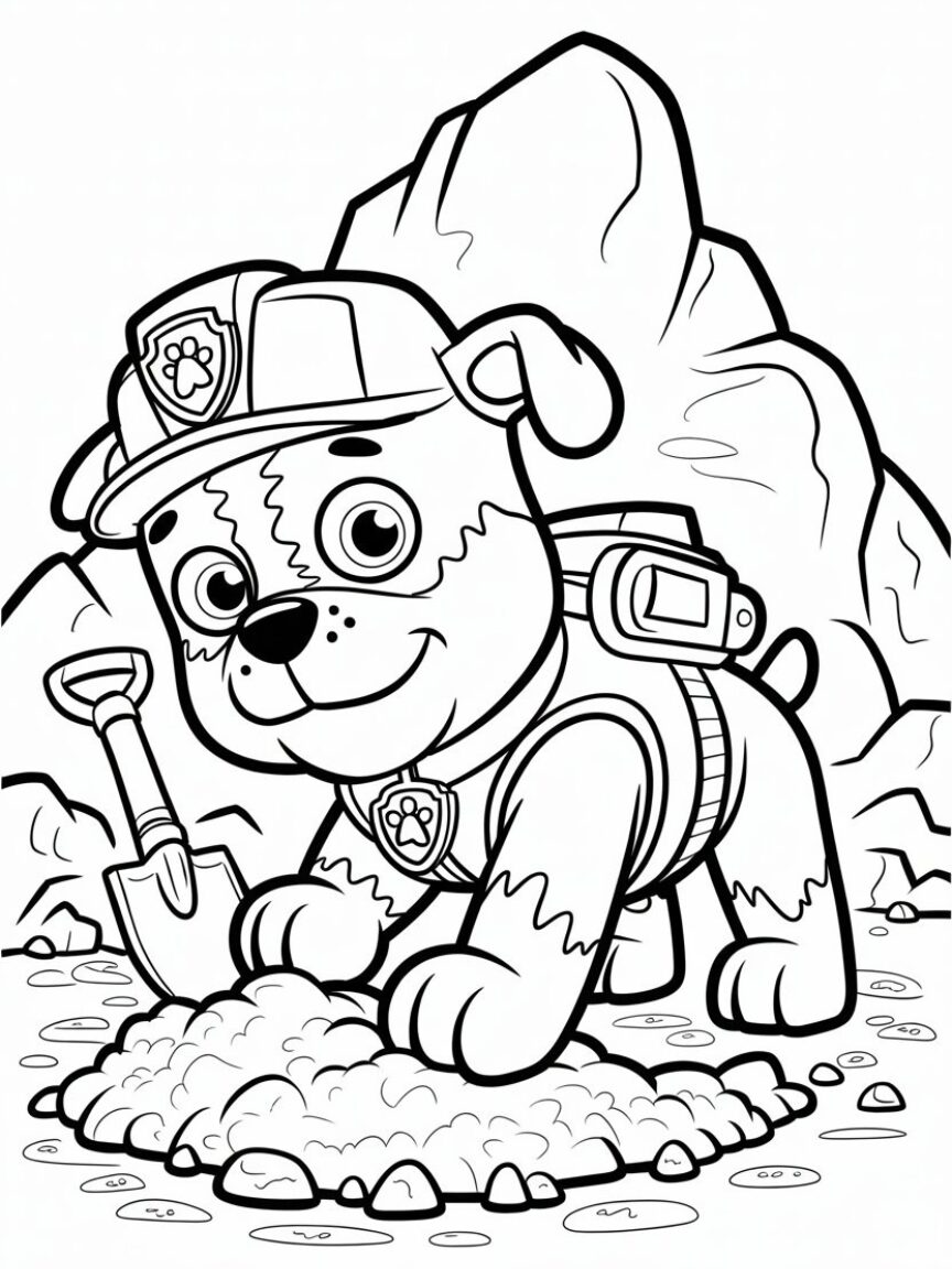 Paw Patrol Rubble Digging Adventure Coloring Page
