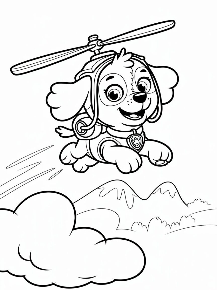 Paw Patrol Skye Flying High Coloring Page