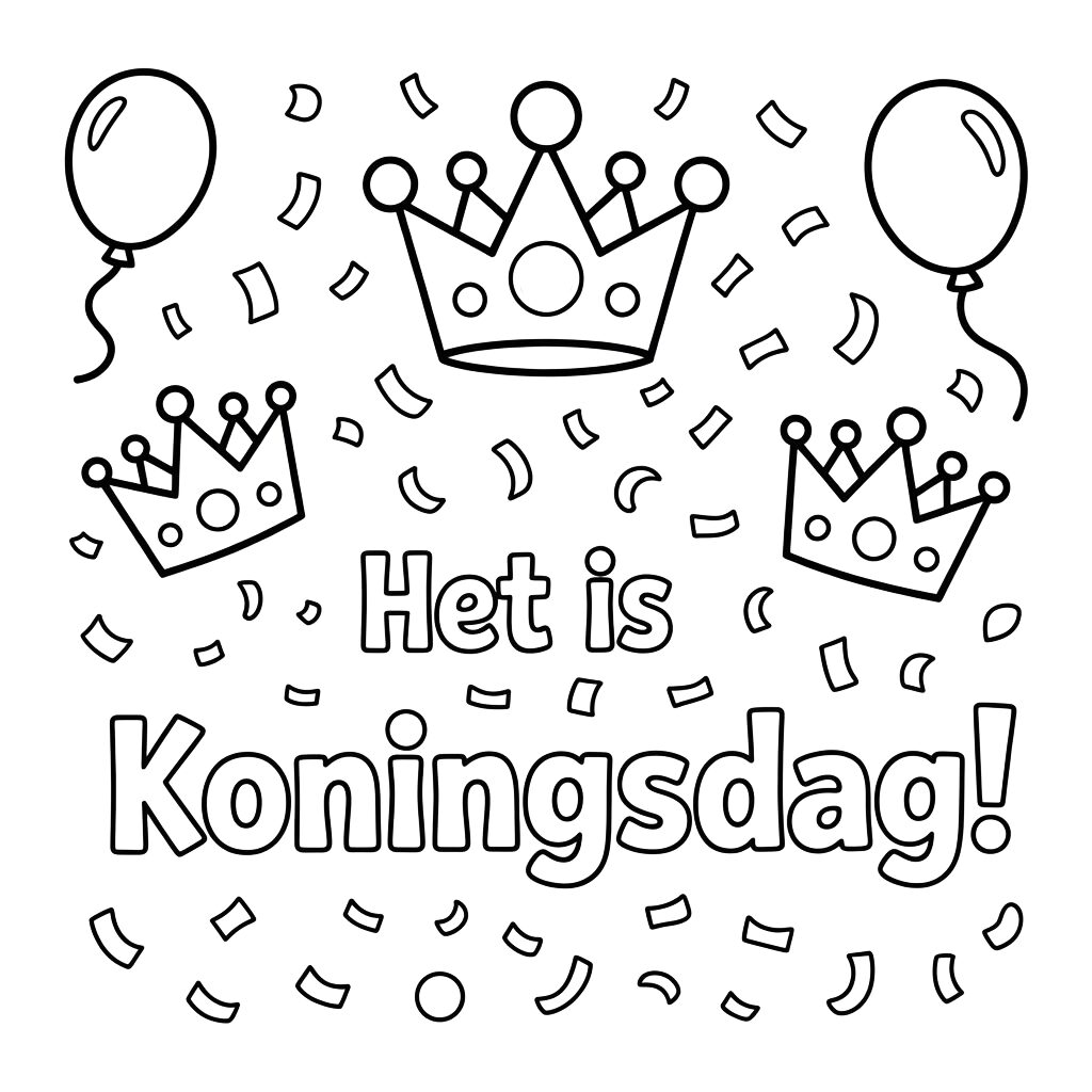Print en kleur Het is Koningsdag! kleurplaat