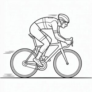 Disegno da colorare in PDF gratuito della bici da corsa in azione
